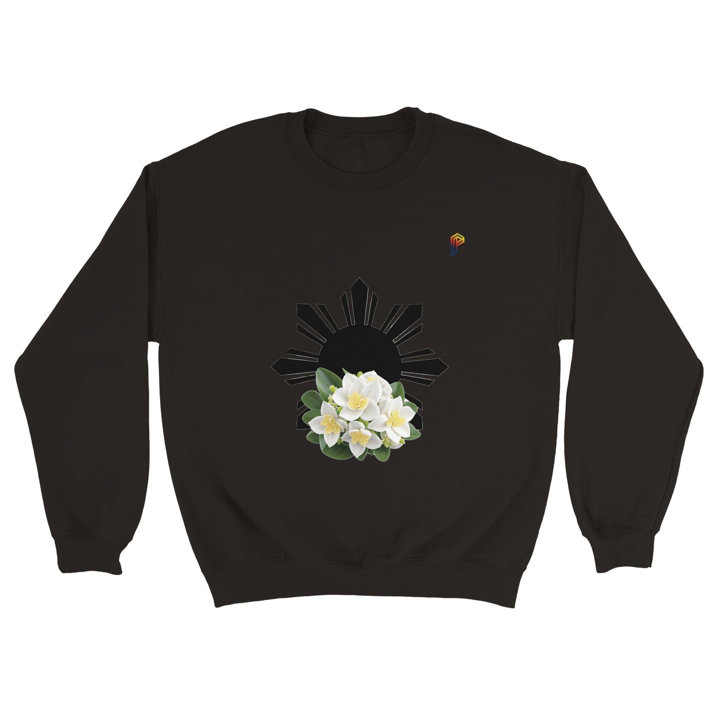 Philippine Sun and Sampaguita on Men's Crewneck Sweatshirt