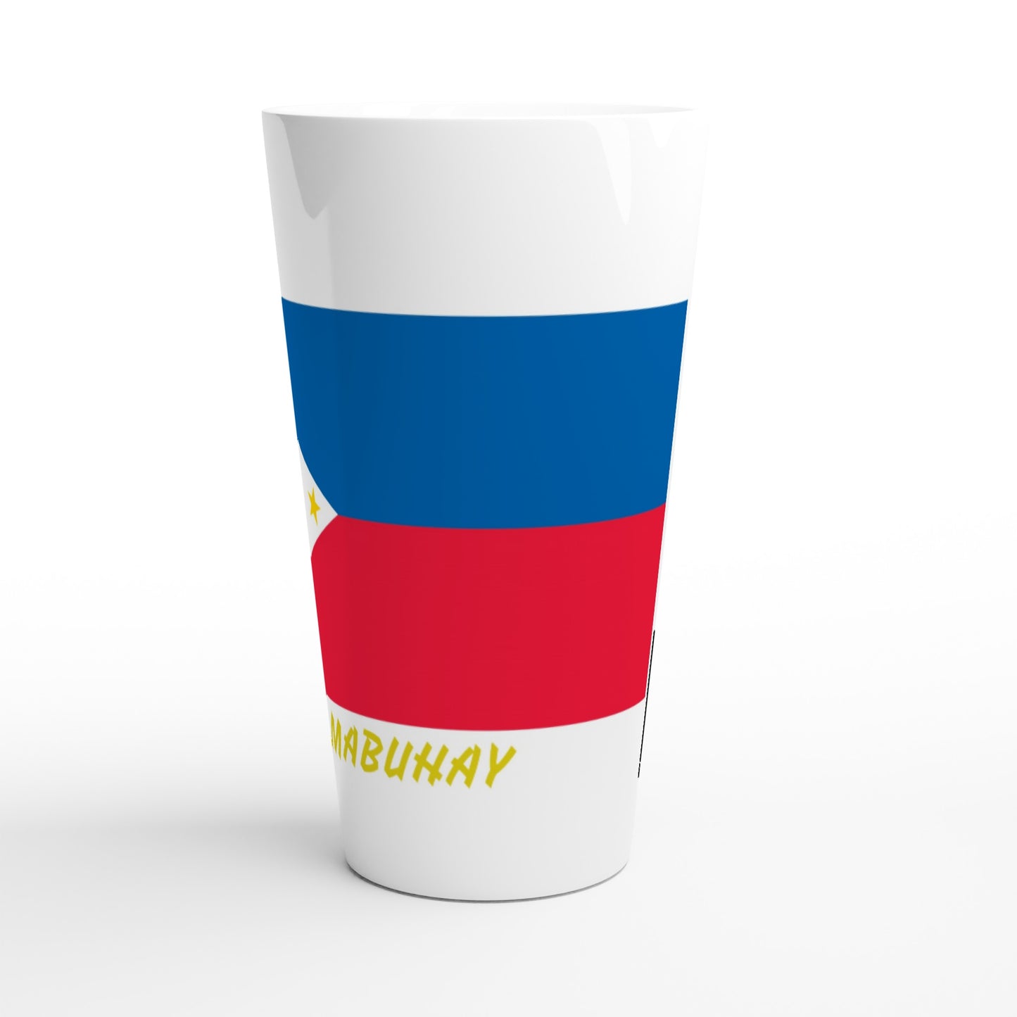 Philippine Flag Mabuhay on White Latte 17oz Ceramic Mug