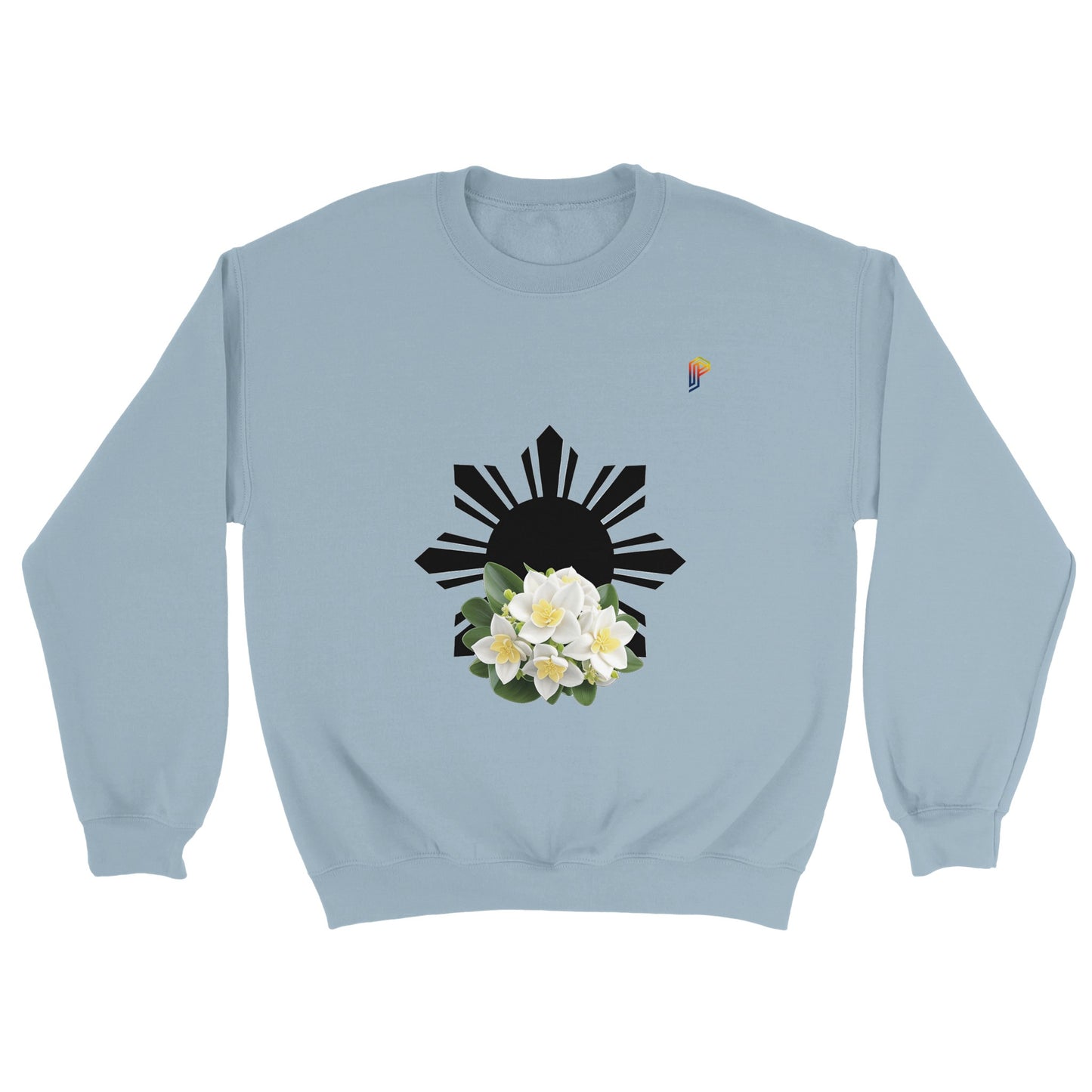 Philippine Sun and Sampaguita on Men's Crewneck Sweatshirt