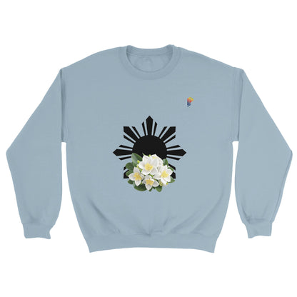 Philippine Sun and Sampaguita on Men's Crewneck Sweatshirt