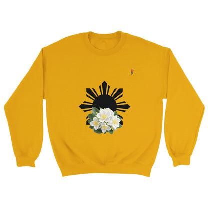 Philippine Sun and Sampaguita on Men's Crewneck Sweatshirt