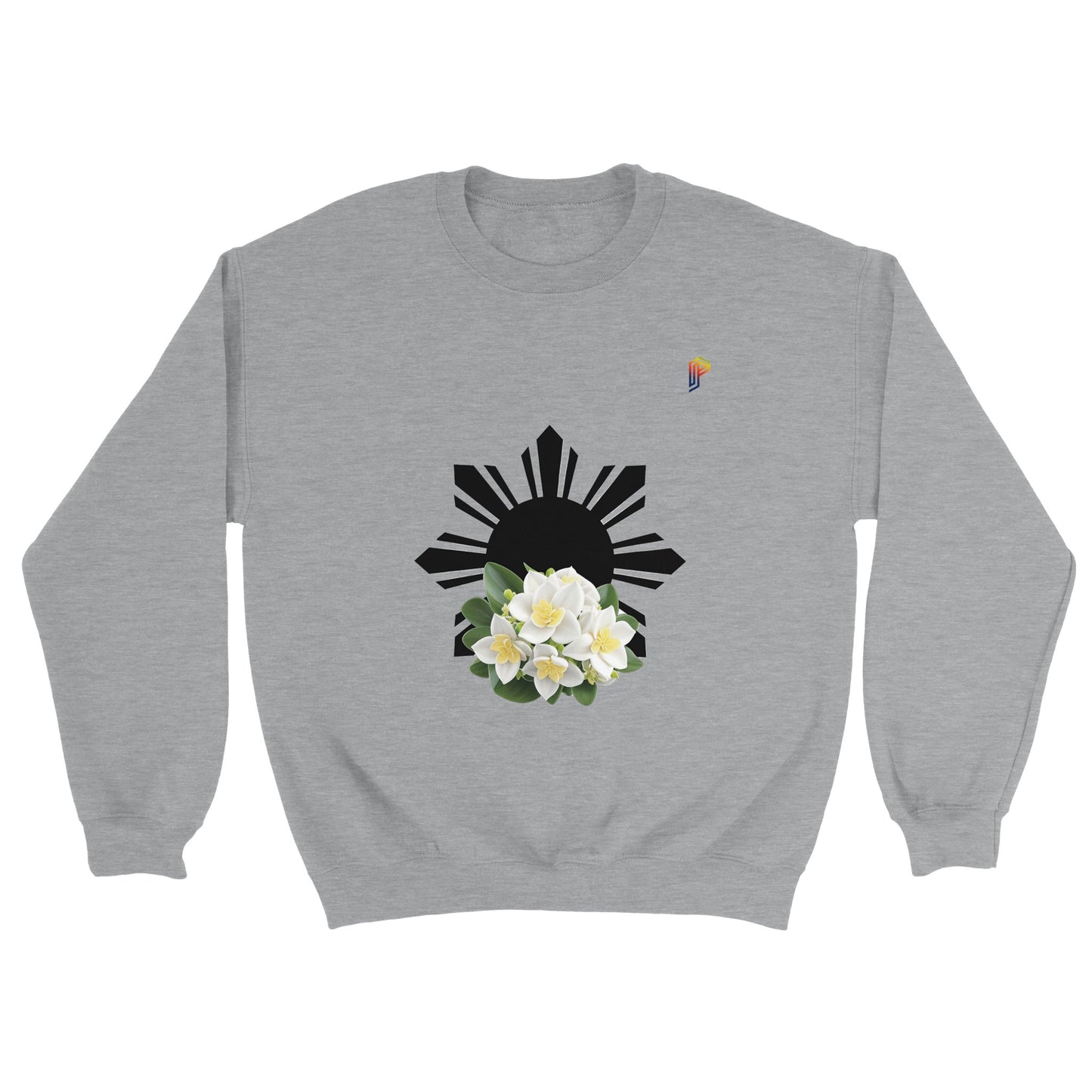 Philippine Sun and Sampaguita on Men's Crewneck Sweatshirt