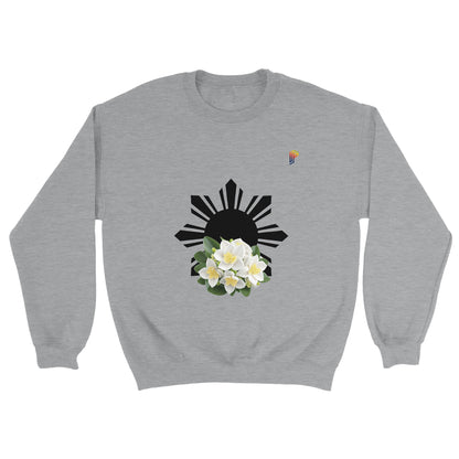 Philippine Sun and Sampaguita on Men's Crewneck Sweatshirt