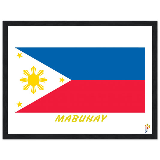 Philippine Flag Mabuhay on Premium Matte Paper Wooden Framed Poster