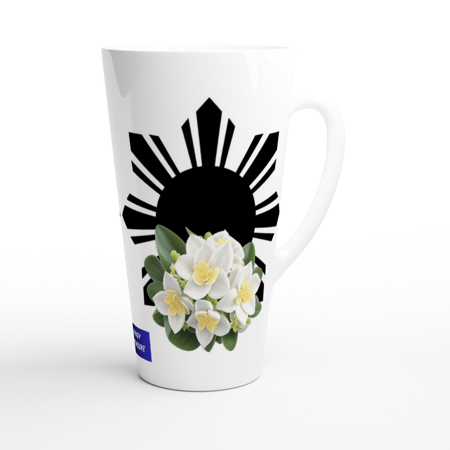Philippine Sun and Sampaguita on White Latte 17oz Ceramic Mug