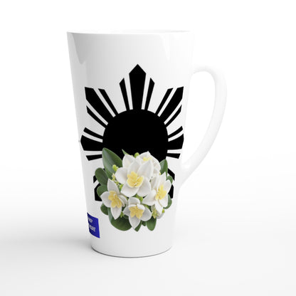 Philippine Sun and Sampaguita on White Latte 17oz Ceramic Mug