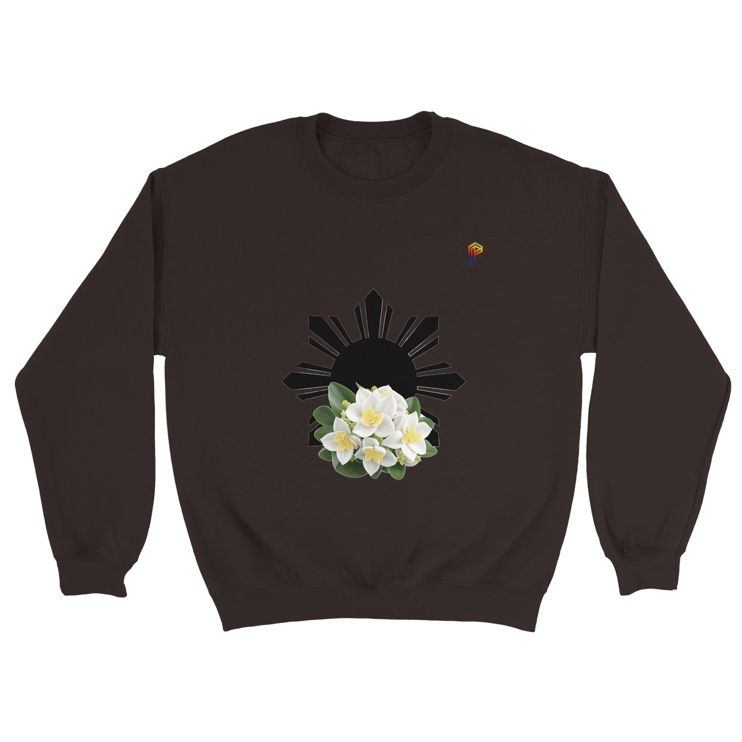 Philippine Sun and Sampaguita on Men's Crewneck Sweatshirt