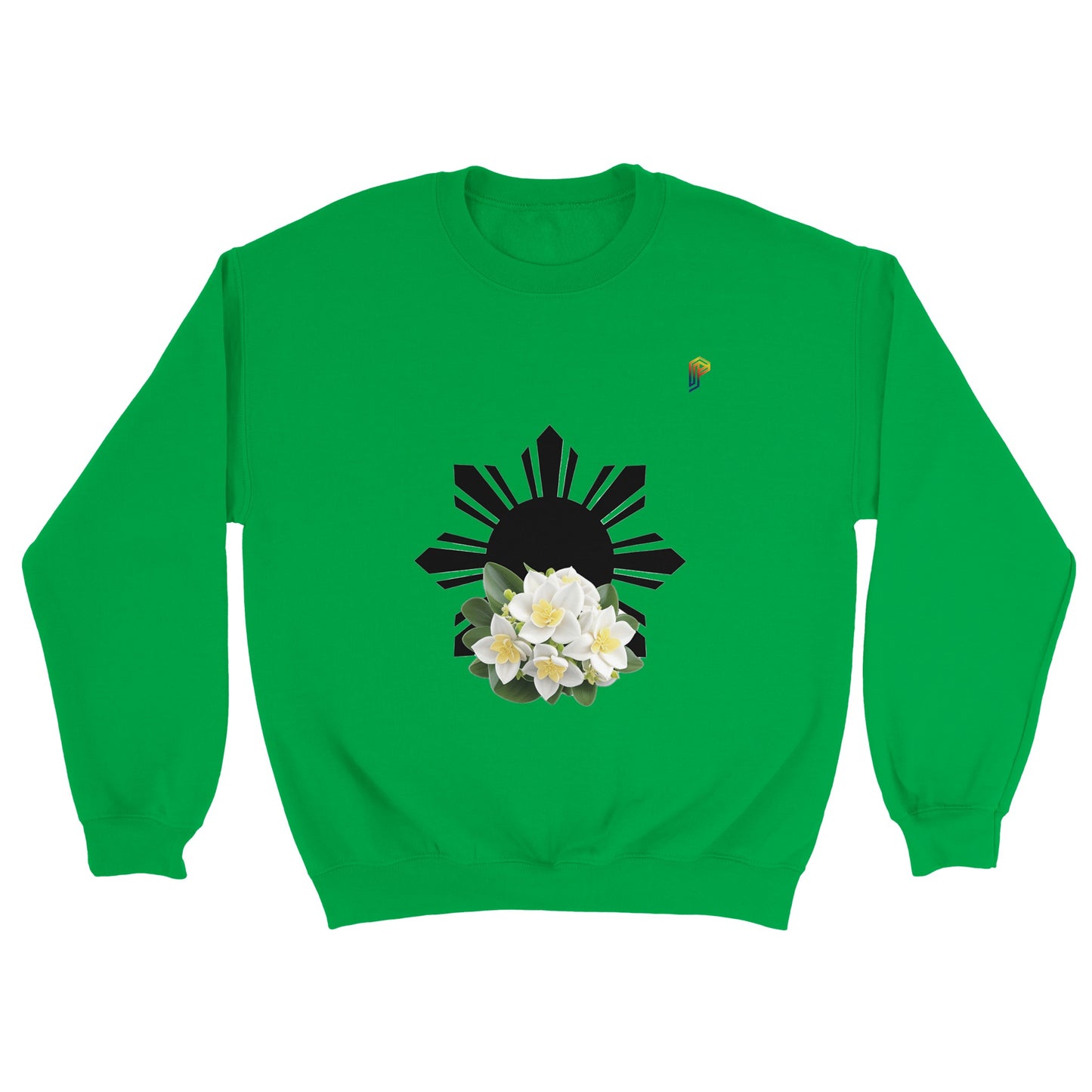 Philippine Sun and Sampaguita on Men's Crewneck Sweatshirt