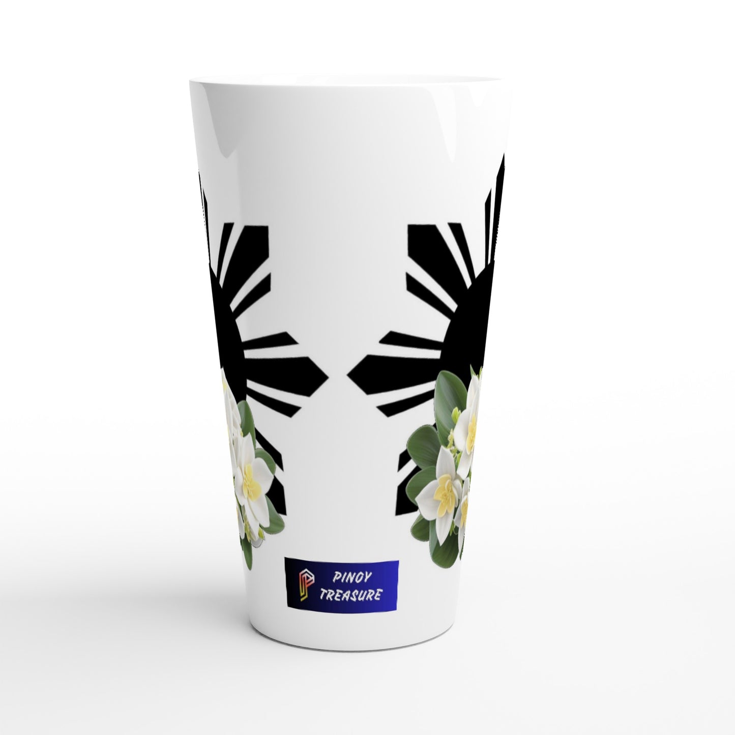 Philippine Sun and Sampaguita on White Latte 17oz Ceramic Mug