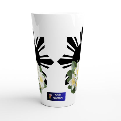 Philippine Sun and Sampaguita on White Latte 17oz Ceramic Mug