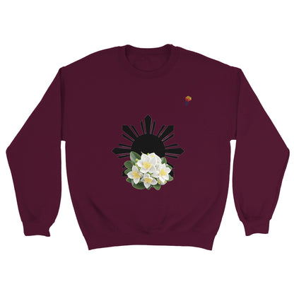 Philippine Sun and Sampaguita on Men's Crewneck Sweatshirt