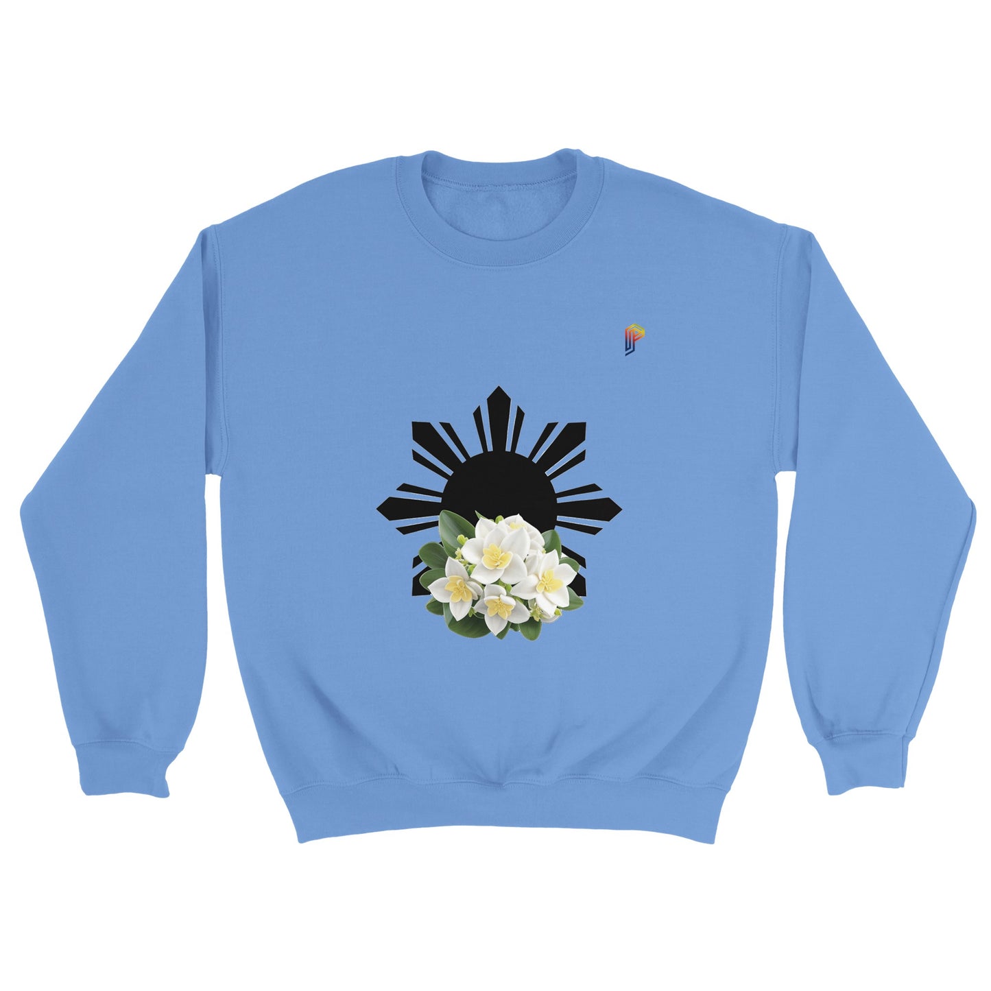 Philippine Sun and Sampaguita on Men's Crewneck Sweatshirt