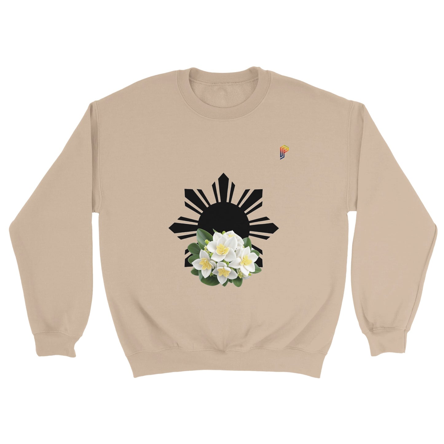 Philippine Sun and Sampaguita on Men's Crewneck Sweatshirt