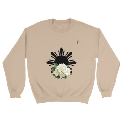 Philippine Sun and Sampaguita on Men's Crewneck Sweatshirt