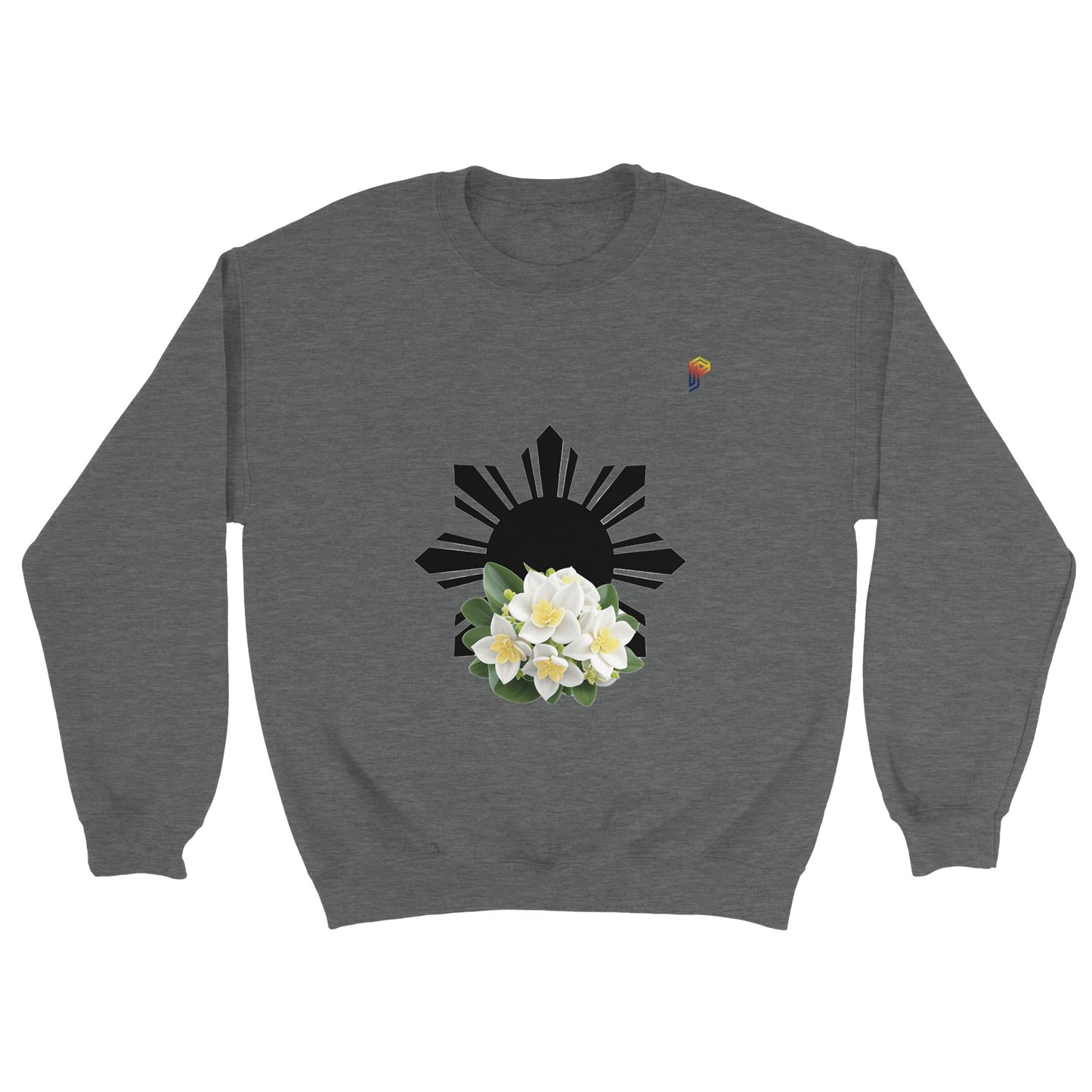 Philippine Sun and Sampaguita on Men's Crewneck Sweatshirt