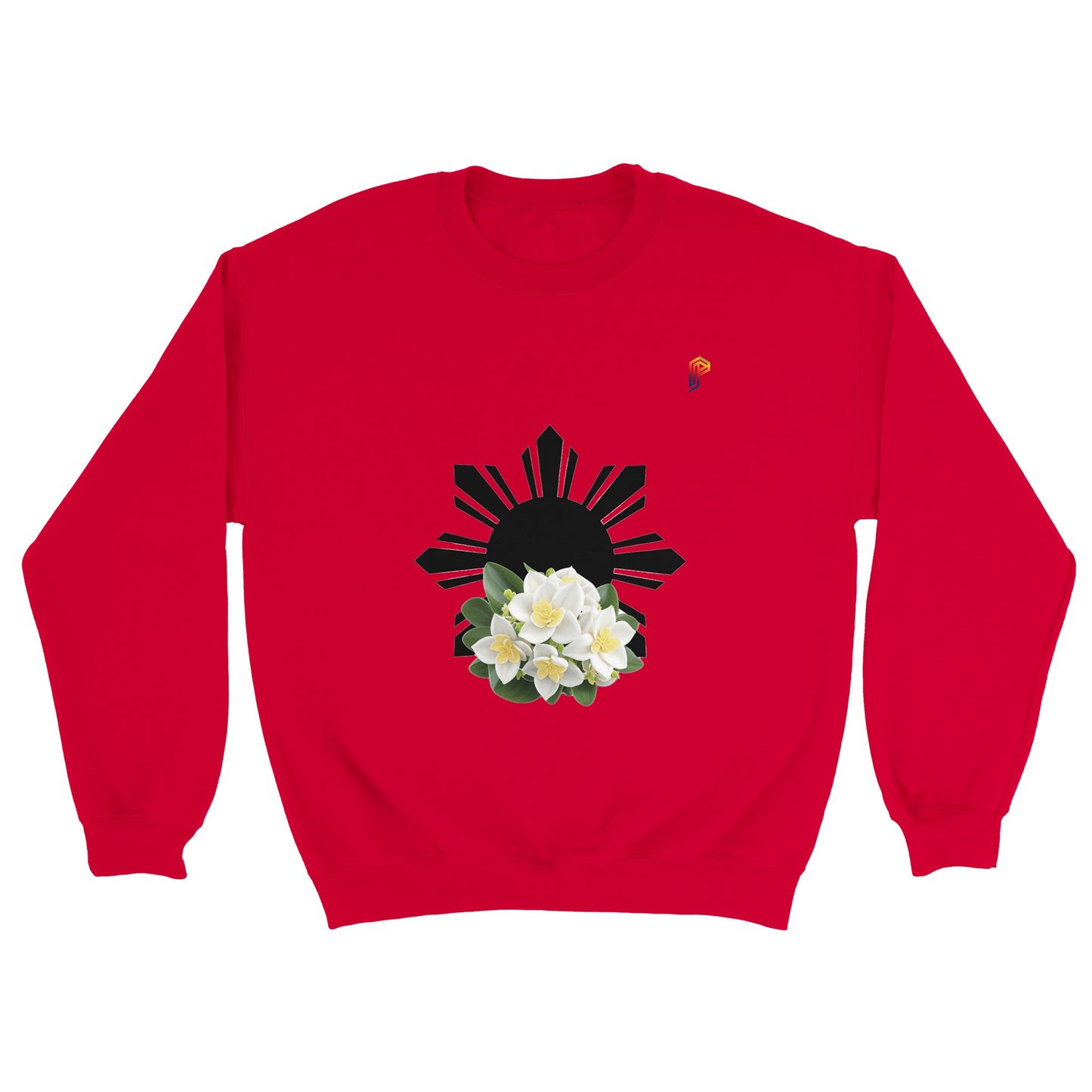 Philippine Sun and Sampaguita on Men's Crewneck Sweatshirt
