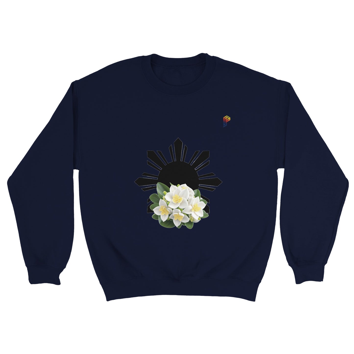 Philippine Sun and Sampaguita on Men's Crewneck Sweatshirt