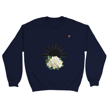 Philippine Sun and Sampaguita on Men's Crewneck Sweatshirt