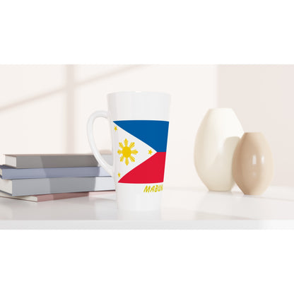 Philippine Flag Mabuhay on White Latte 17oz Ceramic Mug