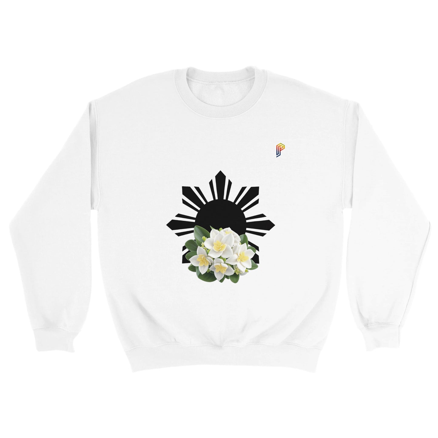 Philippine Sun and Sampaguita on Men's Crewneck Sweatshirt