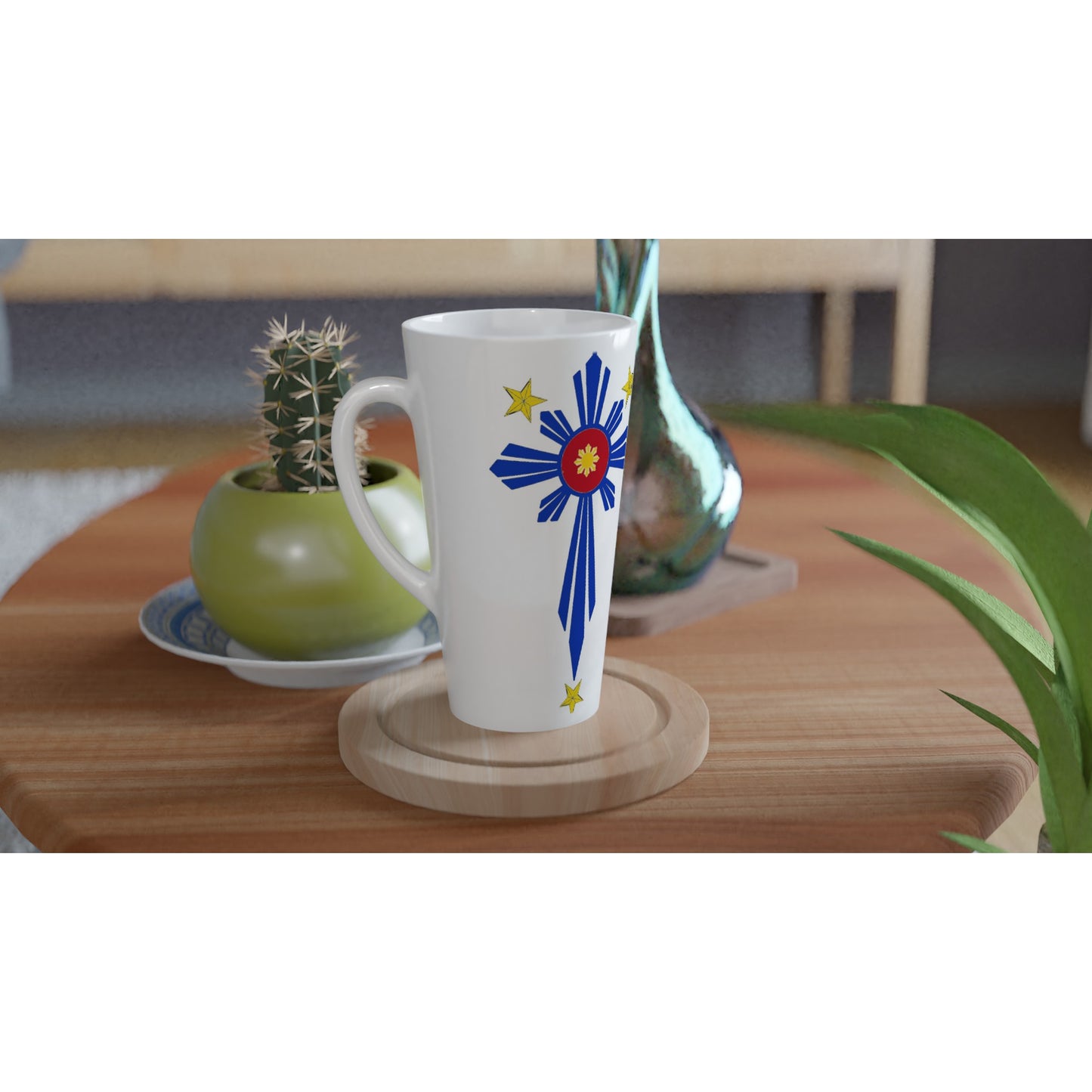 Philippine Cross on White Latte 17oz Ceramic Mug