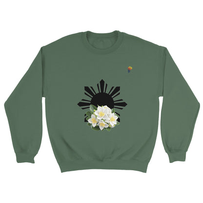Philippine Sun and Sampaguita on Men's Crewneck Sweatshirt