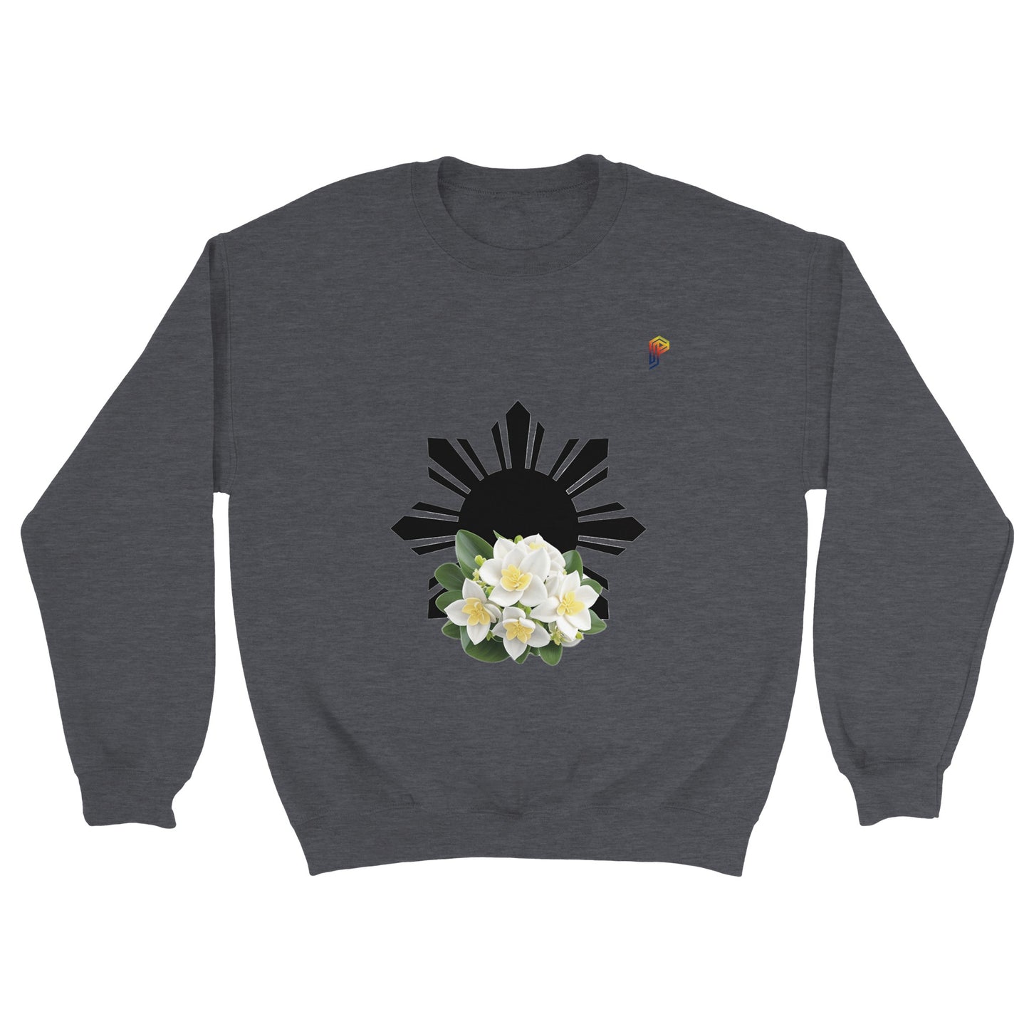 Philippine Sun and Sampaguita on Men's Crewneck Sweatshirt