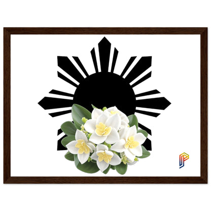 Philippine Sun and Sampaguita on Premium Matte Paper Wooden Framed Poster