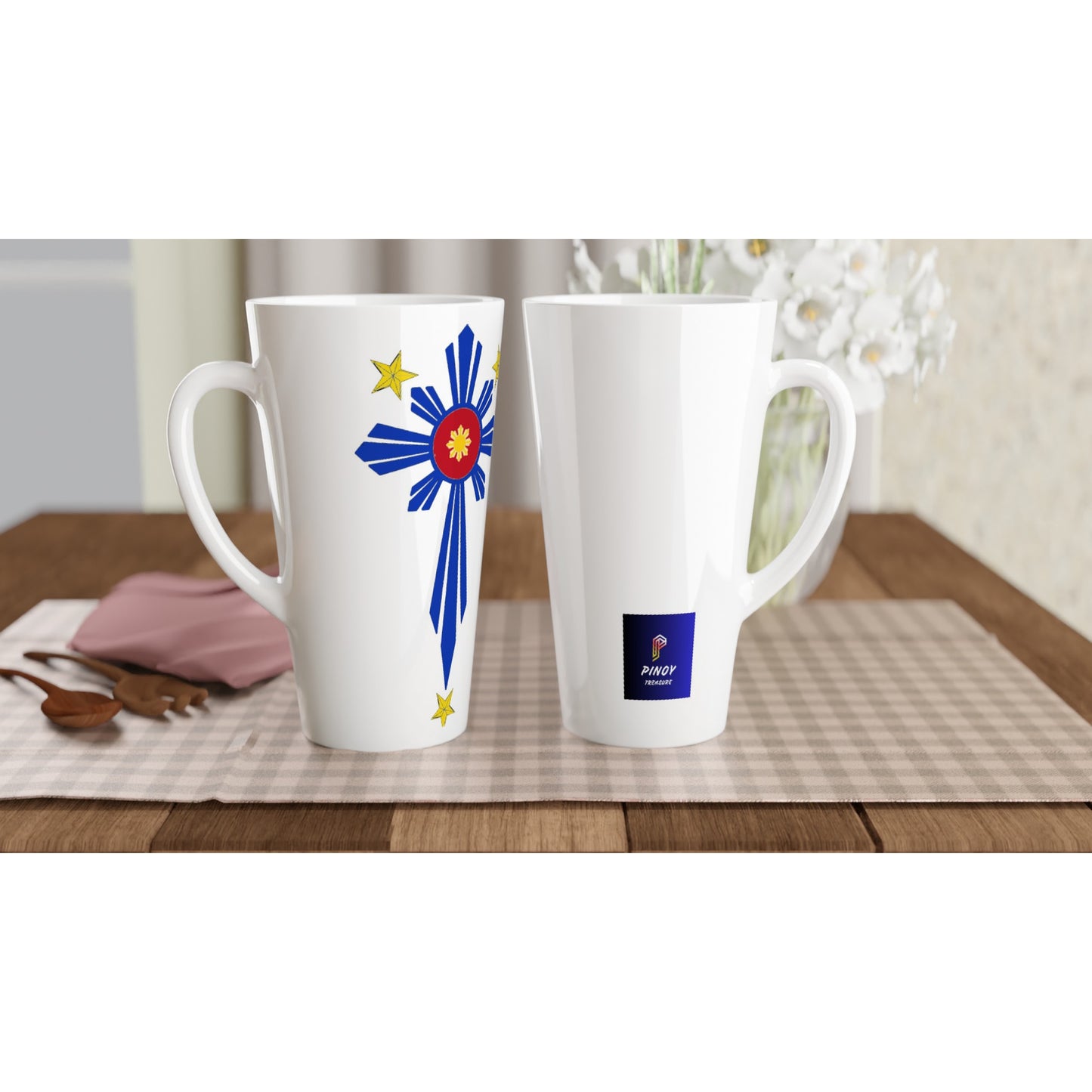 Philippine Cross on White Latte 17oz Ceramic Mug