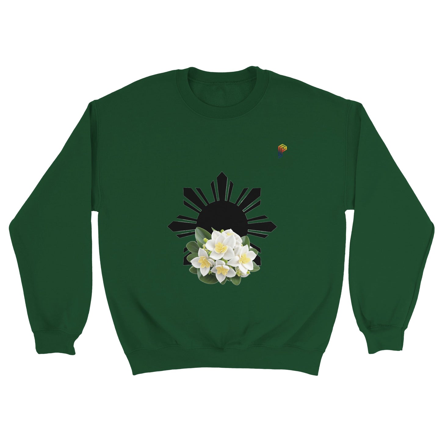 Philippine Sun and Sampaguita on Men's Crewneck Sweatshirt
