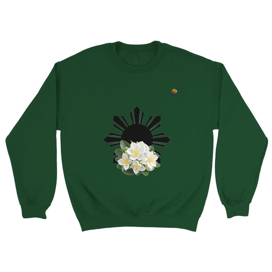 Philippine Sun and Sampaguita on Men's Crewneck Sweatshirt